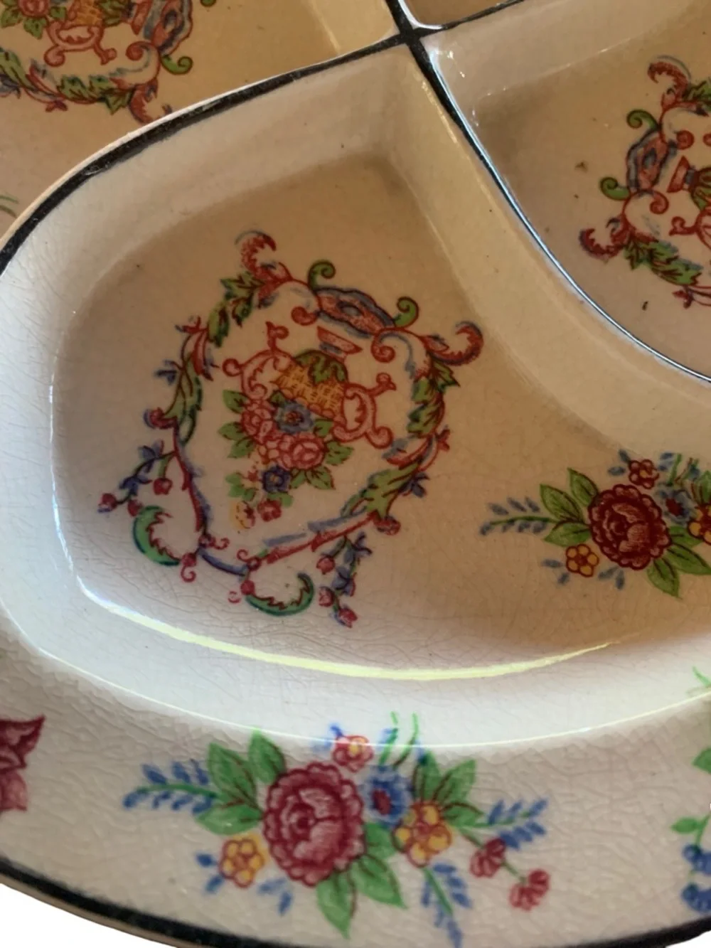 Vintage Takahashi Floral Relish Divided Dish 9”